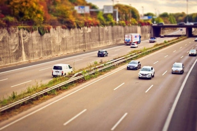 cars on a multi-lane highway