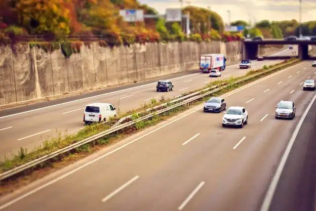 cars on a multi-lane highway