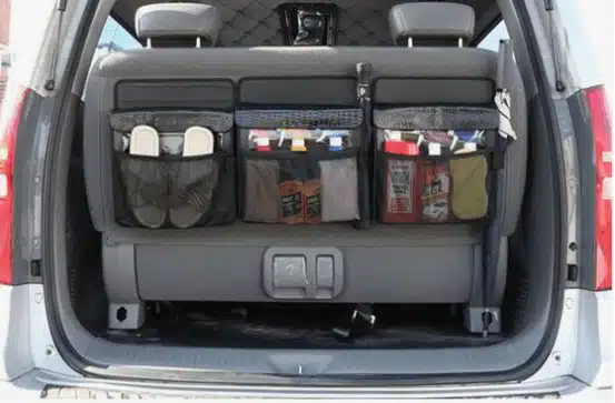 one of the great car organising hacks is this black boot storage netting