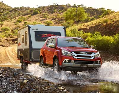 the isuzu mu-x pictured here is a good, budget option for a towing car