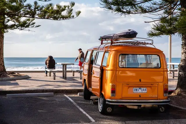this campervan at the sea is not a very green car but