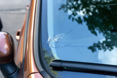 this car windscreen has a crack