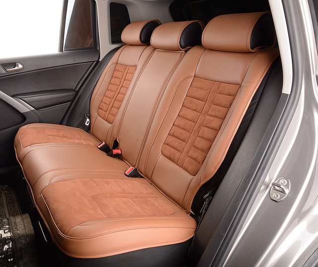 brown leather back car seats which are clean