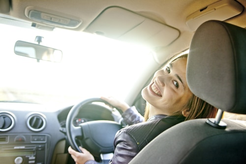 woman driving manual car not automatic