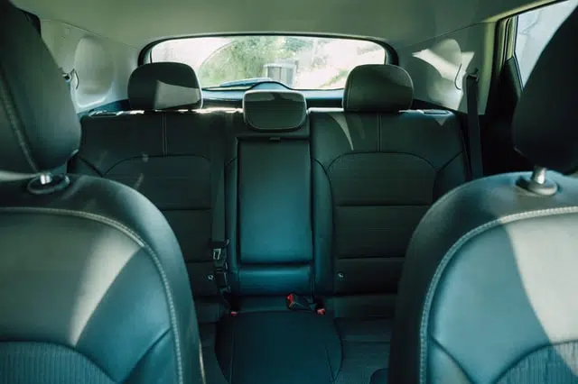 black leather back car seats which are clean