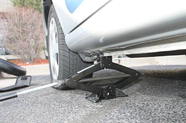 jack on to change a tyre which is flat