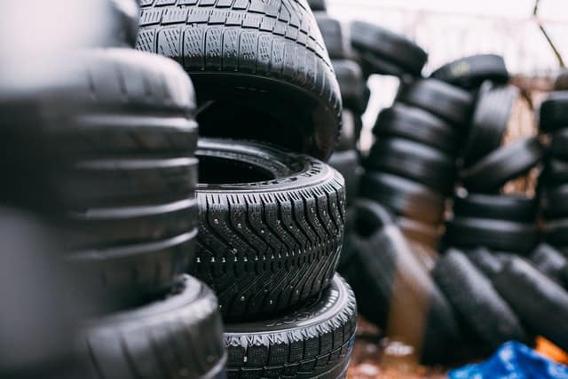 piles of old tyres