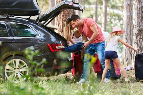 family go for a road trip