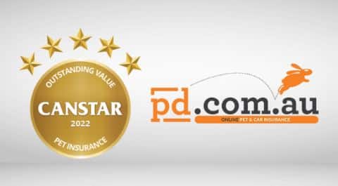 This image shows PD Insurance won the 2022 Canstar Outstanding Value Pet Insurance Award