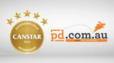 This image shows PD Insurance won the 2022 Canstar Outstanding Value Pet Insurance Award