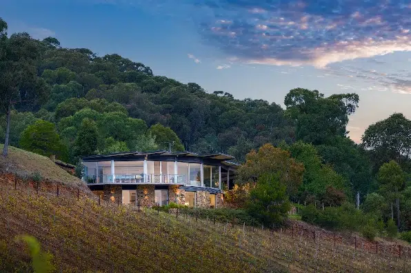 An outside view of The Vineyard Residence, a pet friendly Airbnb.