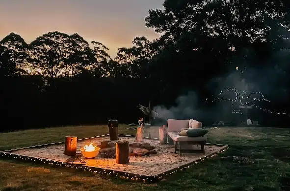 The fire pit at the Top Paddock, a cat and dog friendly accommodation spot