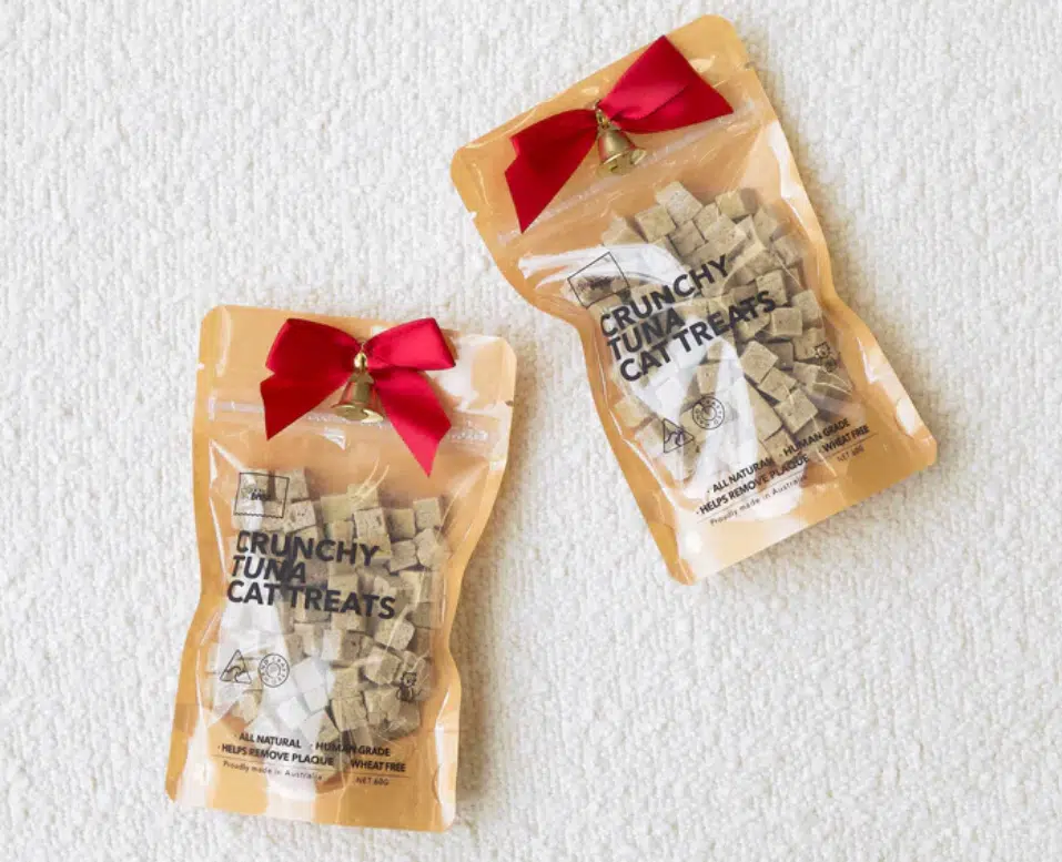 Impress your cat with these crunchy Tuna Christmas treats.