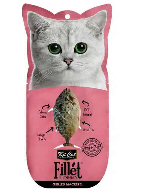 Kit Cat Fillet Fresh Grilled Mackeral Cat Treat is a healthy treat for cats.