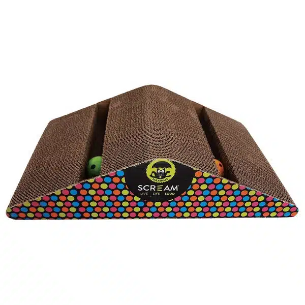 Christmas Gift Ideas: This Scream Triangle Play Cat Scratcher is perfect for cats who like to groom their claws.