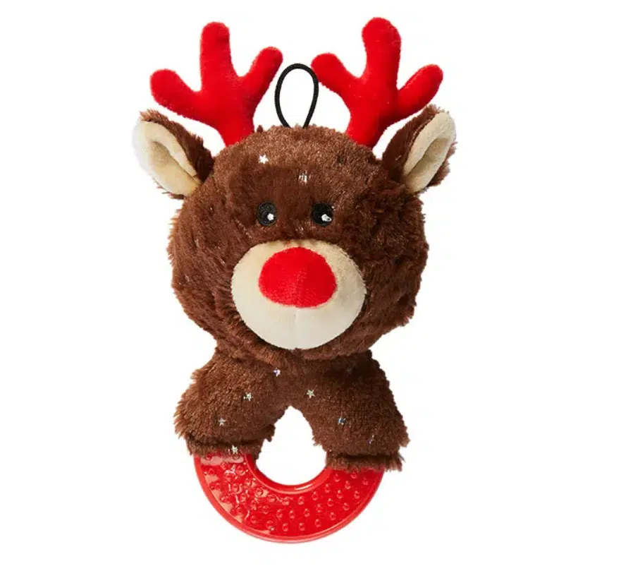 This All Day Reindeer ring chew toy is a perfect gift for teething pups. 