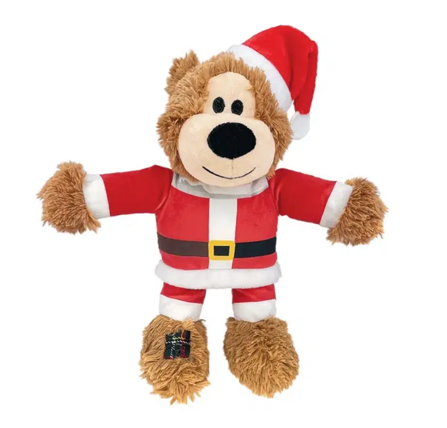 This KONG Holiday Wild Knots Bear in a Santa costume will absolutely delight your four-legged buddy. 
