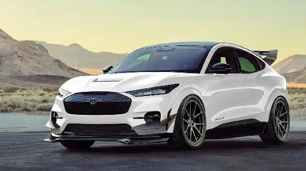 A sleek white sports car.
