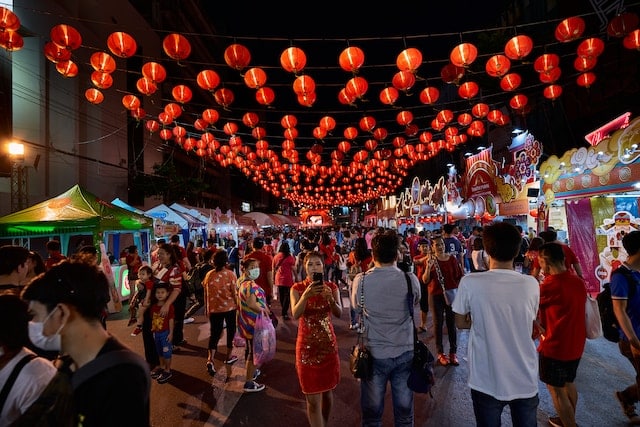 Chinese New Year Festival in Bangkok, Thailand celebrates the Year of the Dragon.