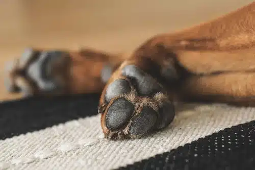 close up brown dog's paw image.