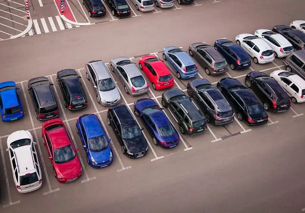 Australian road rules do apply in parking lots like this one.