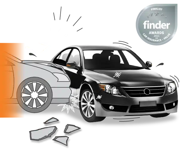 An image of a car with a shattered windshield covered by third party property insurance.