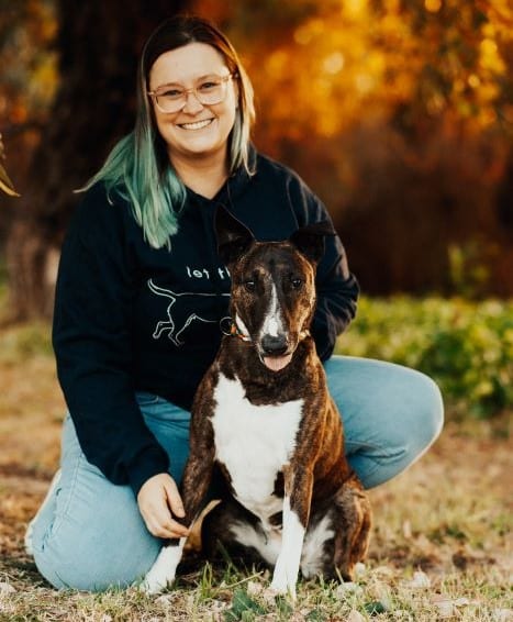 Stephanie Bryson with her rescue dog Kira.