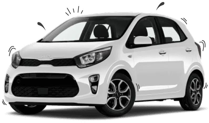 A white compact hatchback car, viewed from the front-right angle, boasts black accents and sporty design features. For peace of mind with every drive, contact PD Insurance today.
