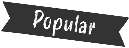 A black ribbon-shaped banner with the word "Popular" written in white, textured script font—perfect for highlighting top choices like pet insurance in Newcastle.